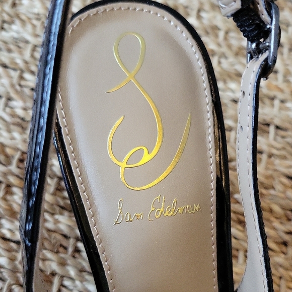 Sam Edelman Black Patent Leather Bianca Slingback Heels Size 6 - Picture 5 of 9